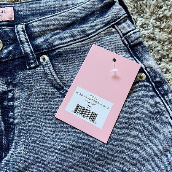 Juicy Couture Kids Mid Rise Straight Jean Girls Size 10 Pink Tint Denim Stretch - Picture 4 of 7